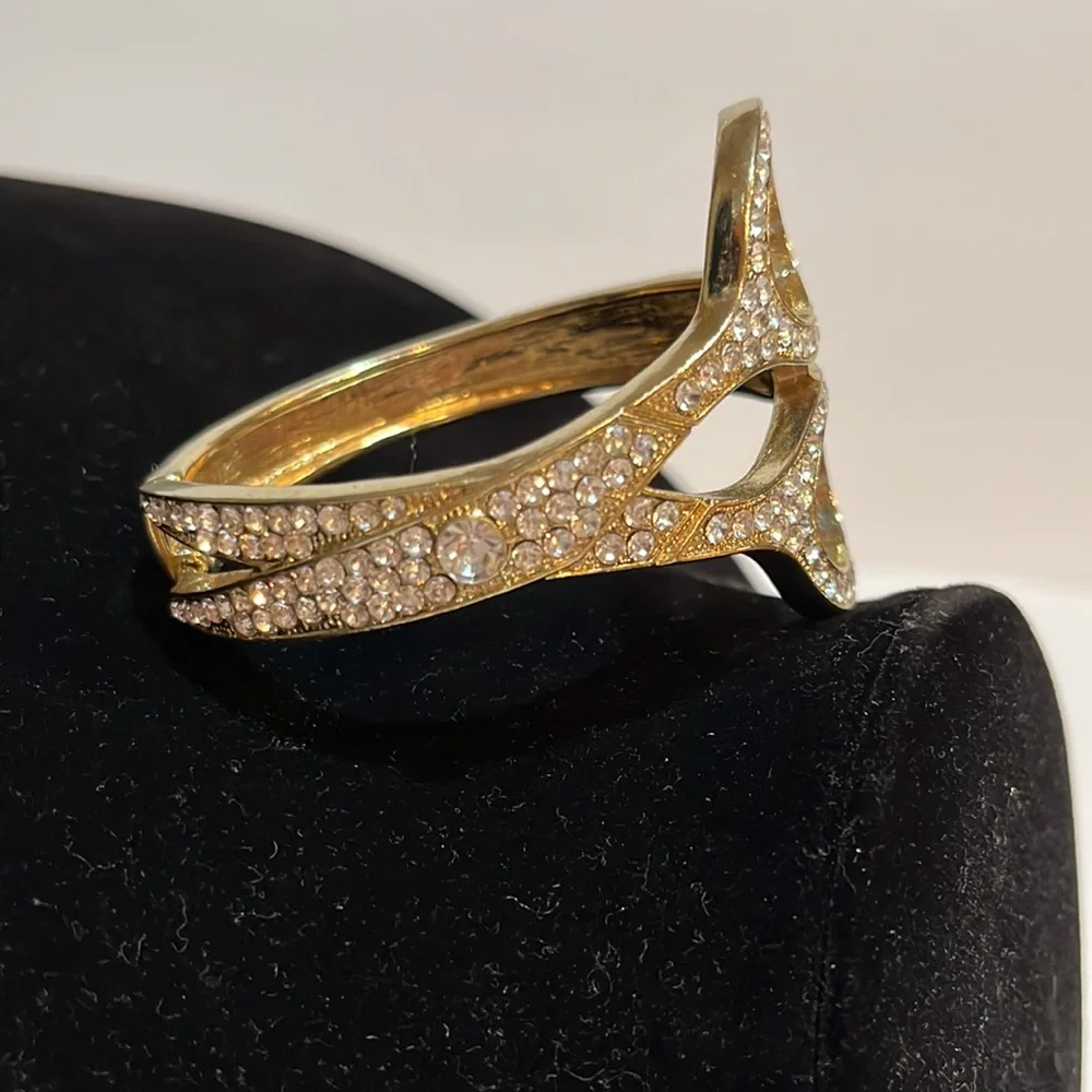 Gold Tone Rhinestone Cuff Bracelet